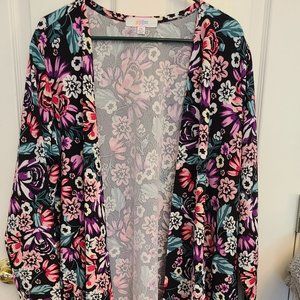 Lularoe Sarah Duster, Black with Flowers